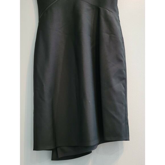 SALVATORE FERRAGAMO Black Sleeveless Asymmetrical Hem Zipper Dress 40 Small Wool - Picture 9 of 9